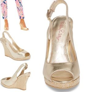 Lilly Pulitzer Kristin Wedge Gold Metallic  9.5